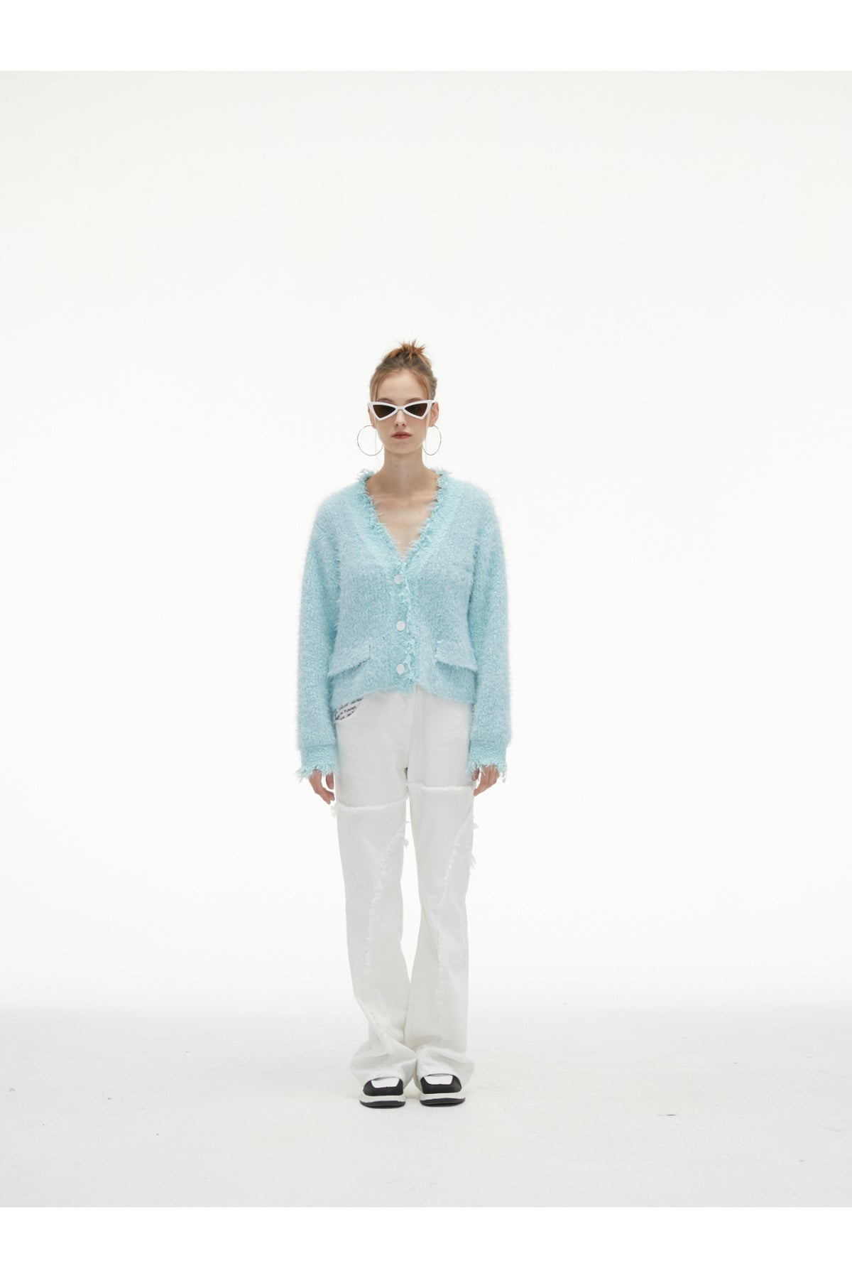 Blue Tassel Fringe Crop Cardigan