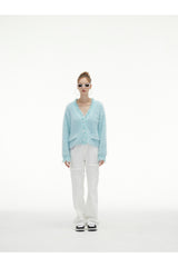 Blue Tassel Fringe Crop Cardigan