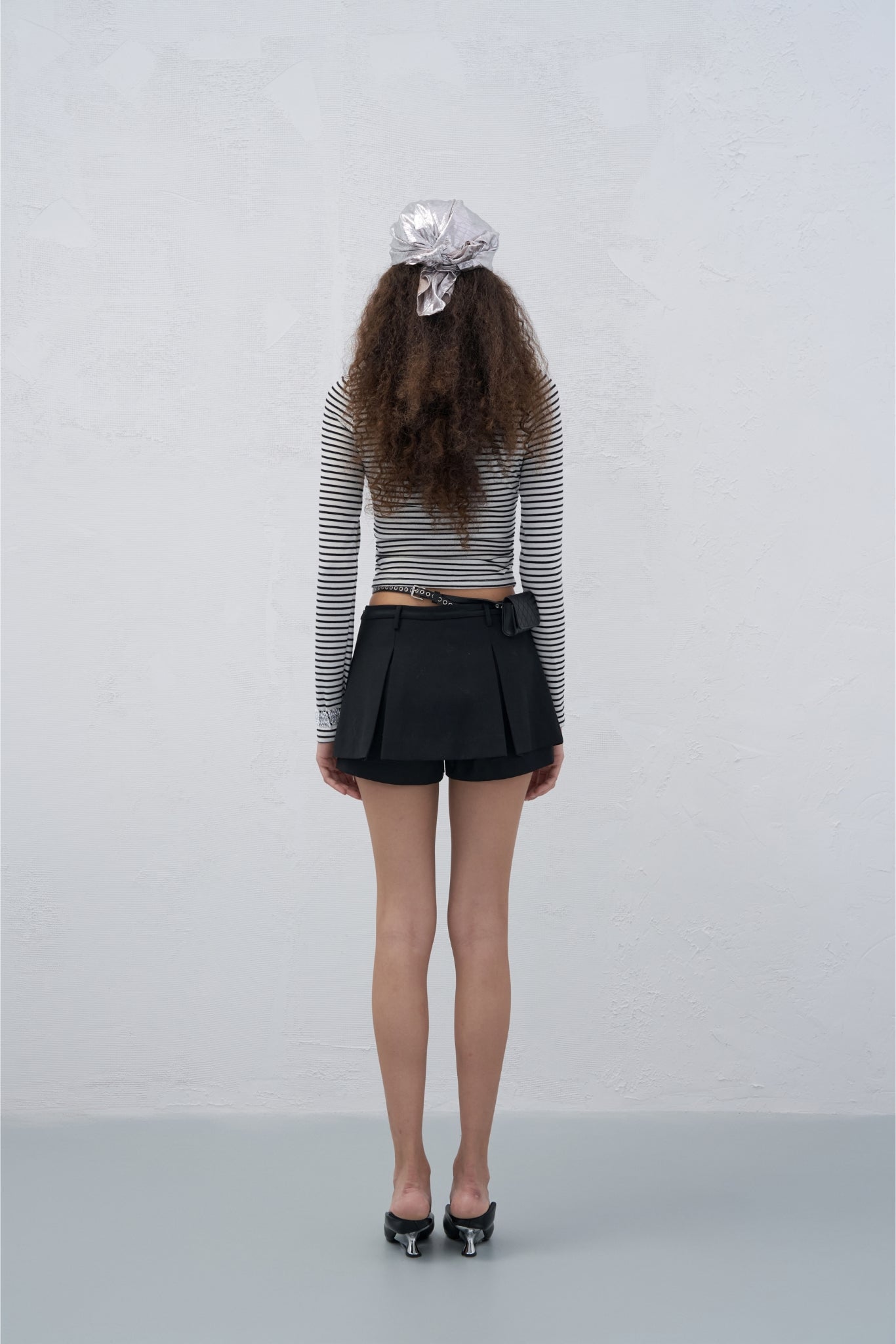 Waistband Panel Logo Print False Two-Piece Skirt