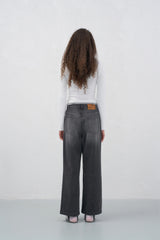 Grey & Black Asymmetric Seam Straight Leg Jeans