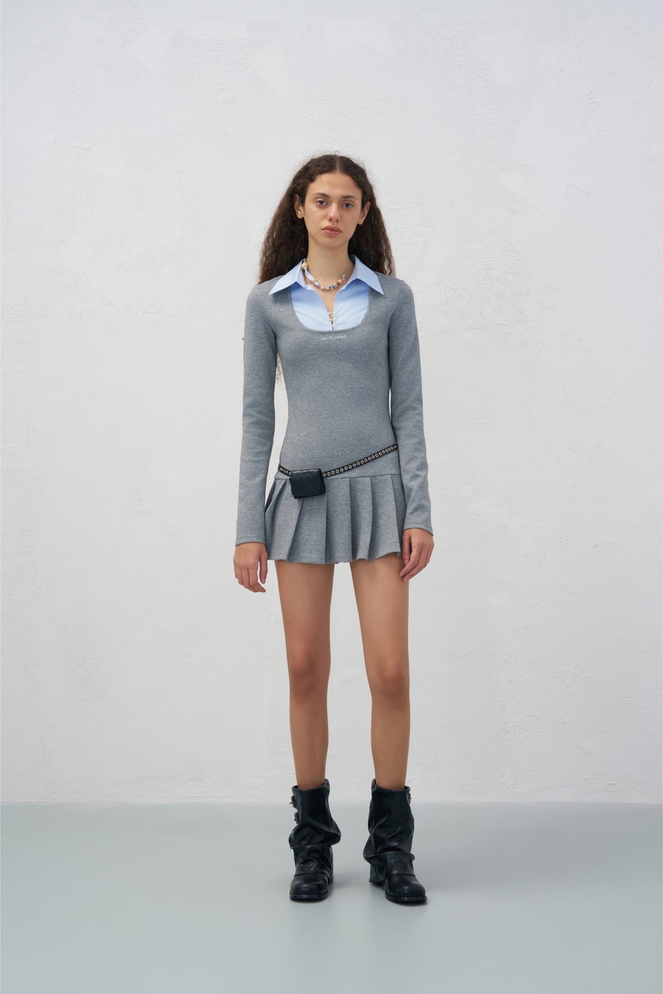 False Two-Piece Shirt Collar Dress