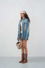 Blue Vintage Wash Denim Shirt
