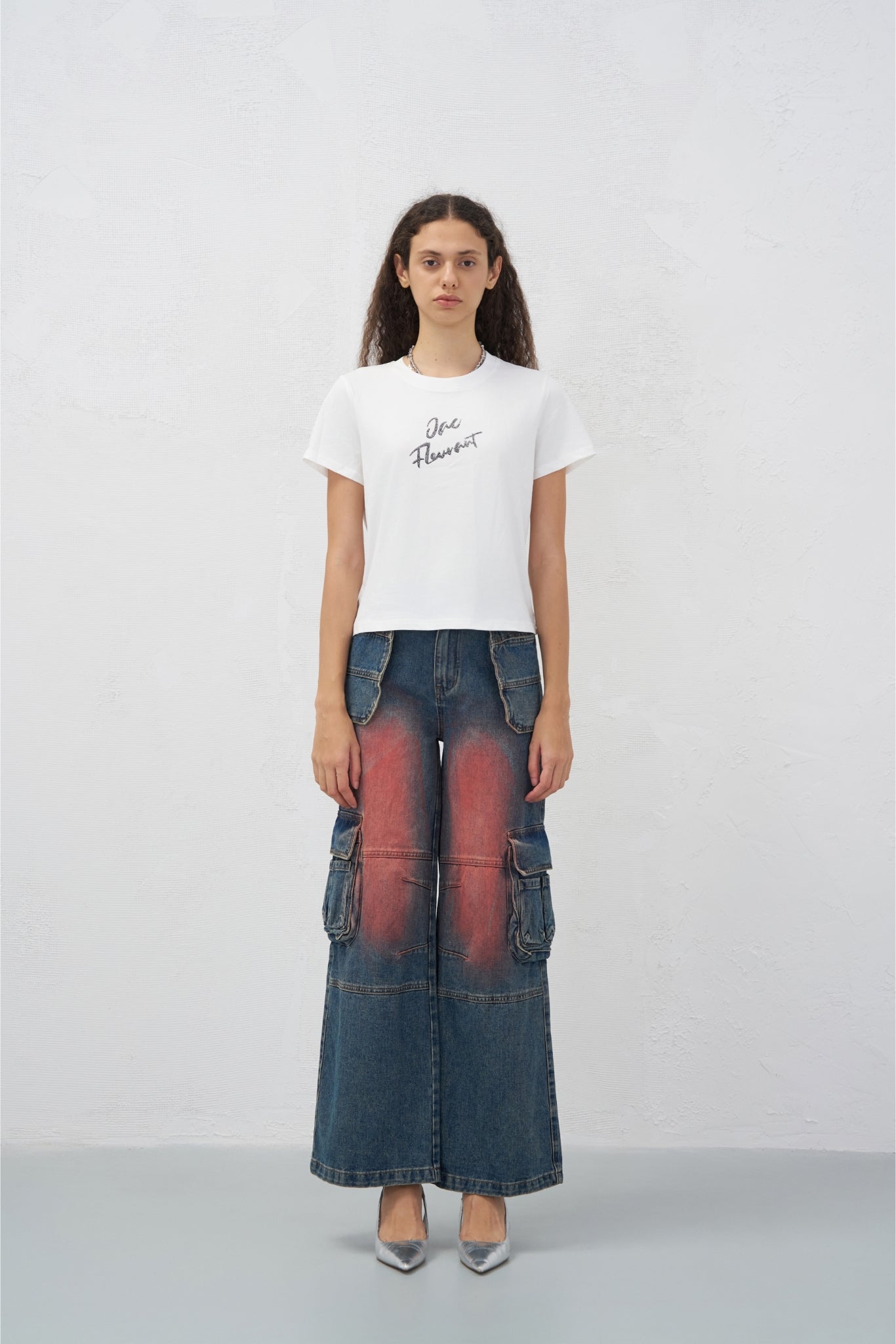 White Rhinestone Logo Tee