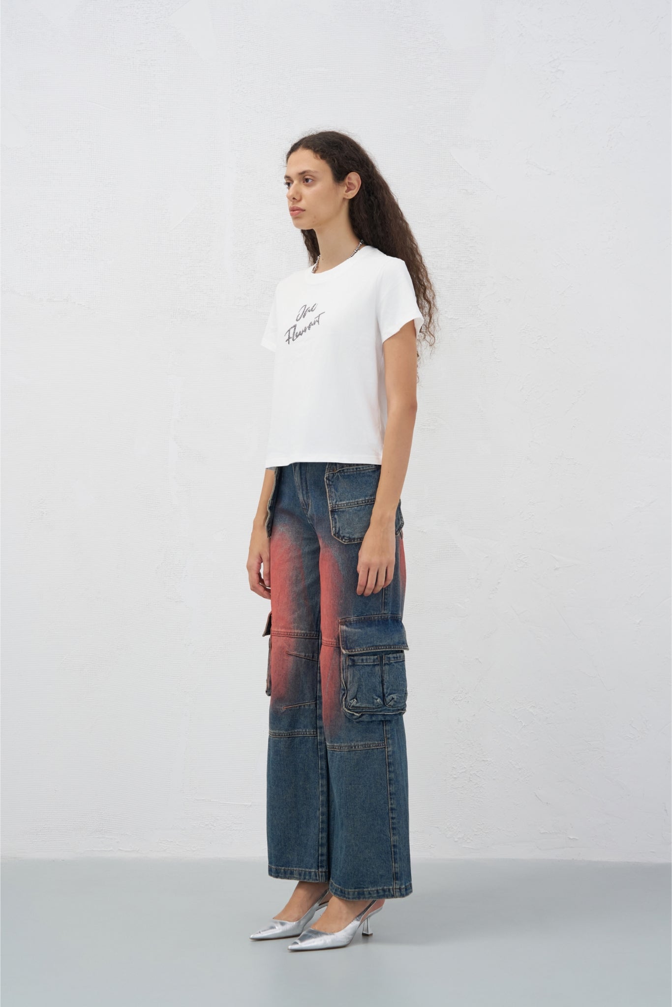 White Rhinestone Logo Tee