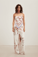 White Scarf Bandeau Top