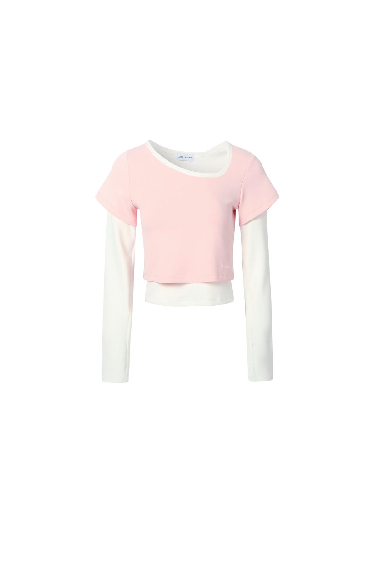 Colorblock Fake Two-Layer Oblique Collar Top – Set