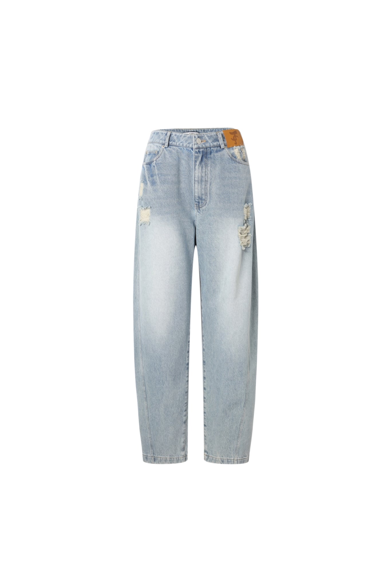 Blue Curved Hem Wide-Leg Jeans