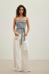 Logo Cutwork Embroidered Curved Cargo Pants