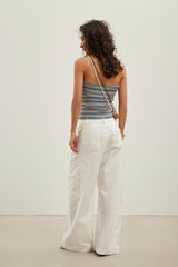 Logo Cutwork Embroidered Curved Cargo Pants
