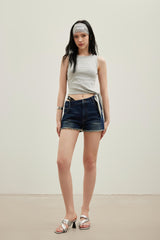 Grey Embroidered Logo Hem Tie-Back Camisole