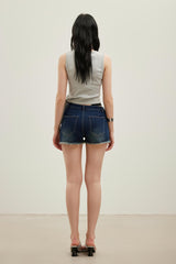 Grey Embroidered Logo Hem Tie-Back Camisole
