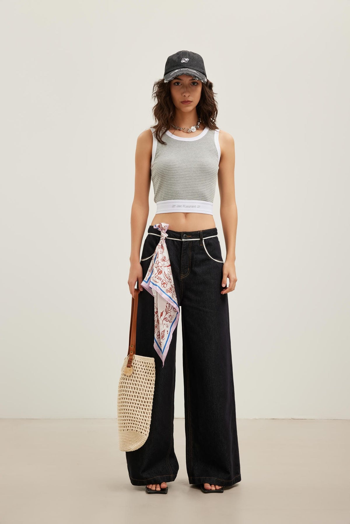 LOGO Ribbed Color-Block Striped Tank Top