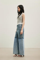 Grey-White Colorblock Two-Tone Tank Top