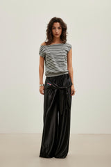 Grey Striped One-Shoulder Top