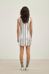 Striped tie-detail knot-front sleeveless dress