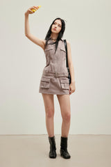 Dusty Pink Cargo Sleeveless Jumpsuit/Dress
