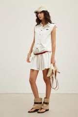 Structured shirt pleated spliced dress