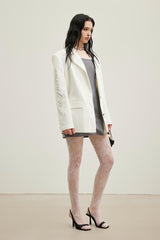 White Hot-Fix Rhinestone Wide-Fit Blazer