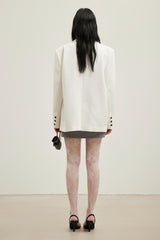 White Hot-Fix Rhinestone Wide-Fit Blazer