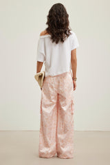 Cat Print Lace-Trim Ruffle-Short-Sleeve Top