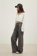 Lace Panelled Waistband Tailored Sweatpants