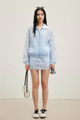 Plaid spliced collar UV-protection jacket (set)