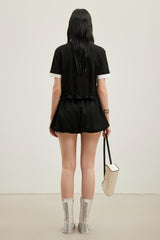 Webbing Logo Trim Cloud Bud Puff Shorts – Set