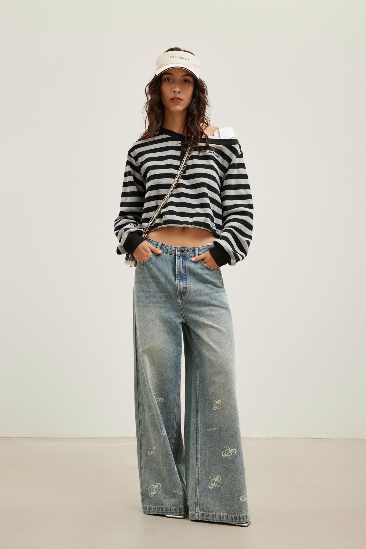 Shirt Collar Asymmetric Striped Blouse