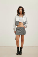 Color-Block Contrast LOGO Embroidered Zippered Jacket