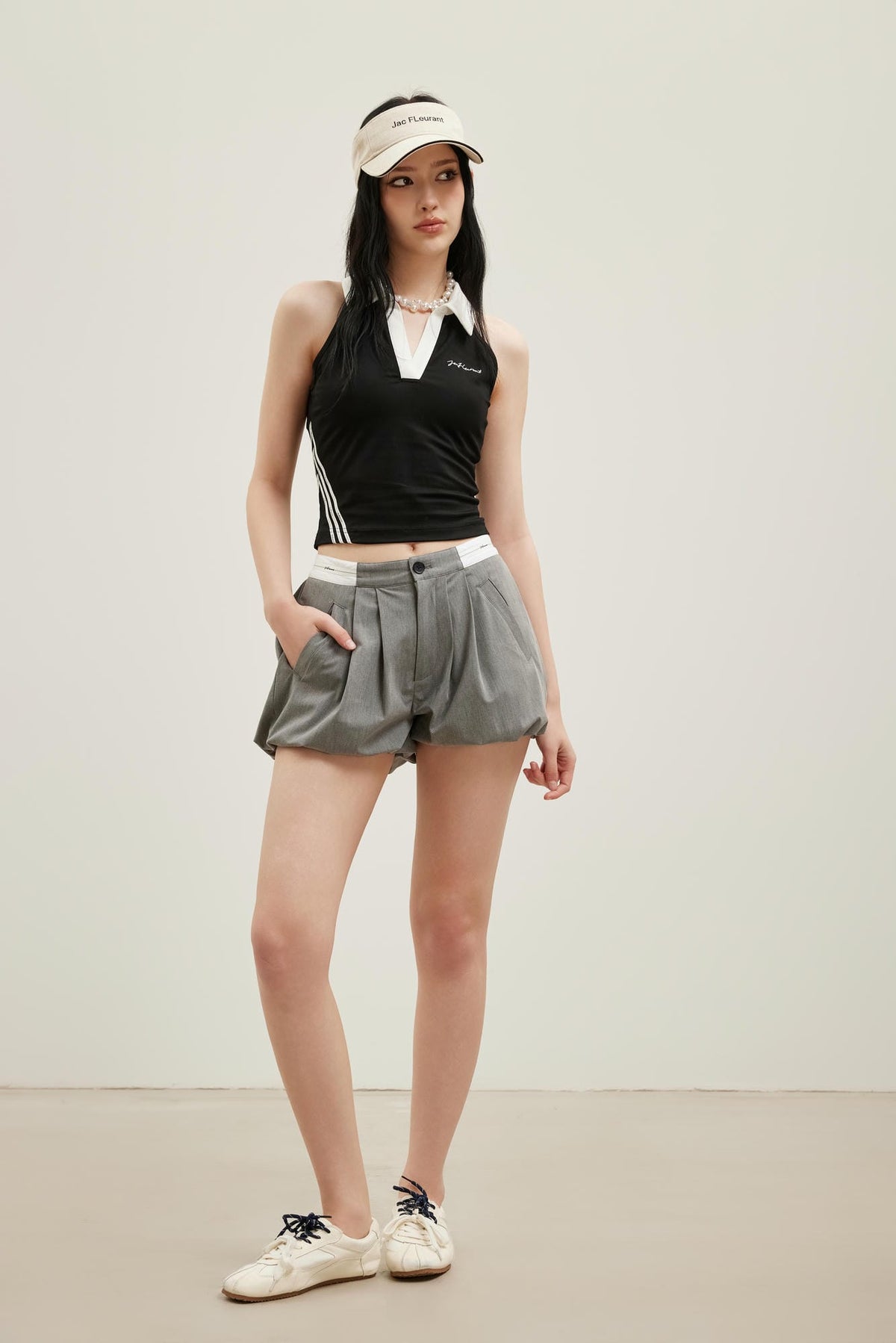 Logo Trim Colorblock Bubble Skirt Pants