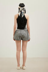 Collar Patchwork Webbing Logo Trim Sleeveless Top