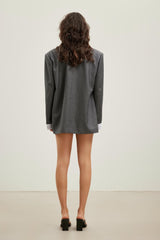Fake Two-Layer Grey Striped Drawstring Casual Shorts