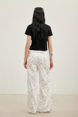 Printed Logo Rhinestone Short-Sleeve Top