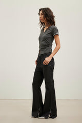 Black-gray colorblock zip-up top