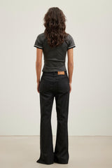Black-gray colorblock zip-up top