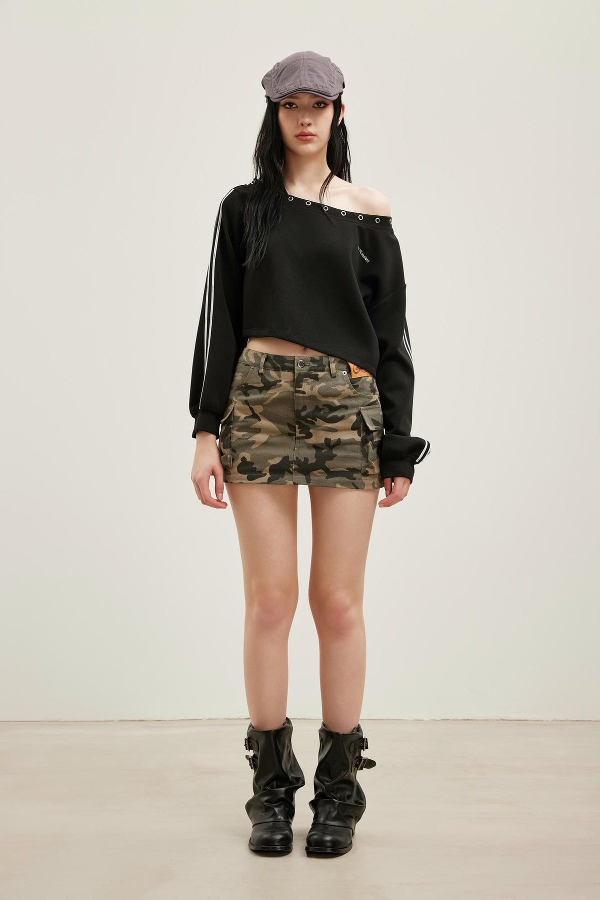 Logo Patch Camo Cargo Pocket Skirt