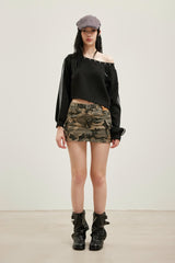 Logo Patch Camo Cargo Pocket Skirt