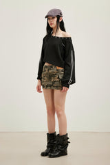 Logo Patch Camo Cargo Pocket Skirt